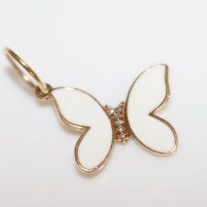 Mini Diamond + White Enamel Butterfly Charm